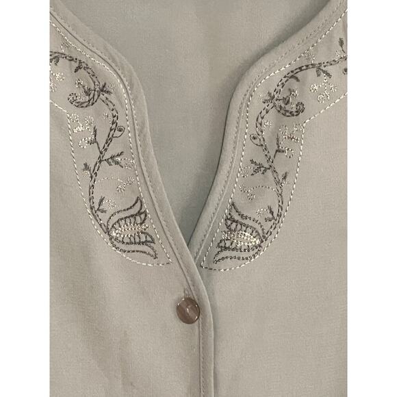 Norton McNaughton Blouse Green 1X stitching around neck Olive Green Polyester - Picture 3 of 5